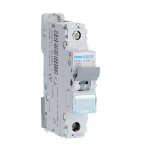 Hager NCN125A 25a 10ka SP Type C MCB