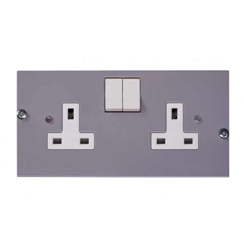 Britmac GB3SS2/BG 13amp 2gang switched socket for 3 comp floor boxes