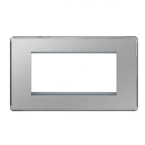BG FBSEMR4-01 2 Gang 4 Module Euro Plate Brushed Steel