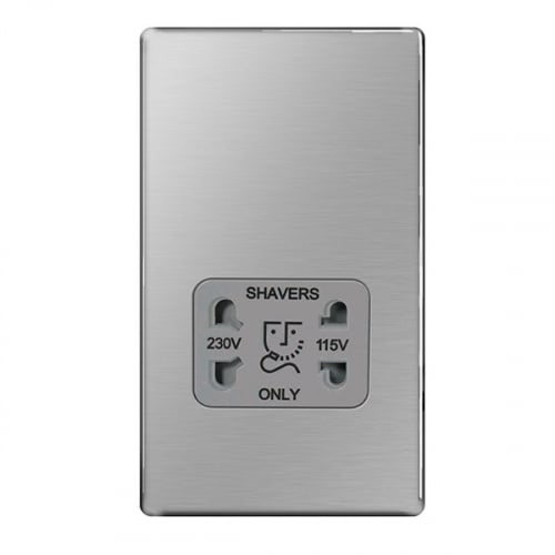 BG FBS20G-01 Dual Voltage Shaver Socket Brushed Steel