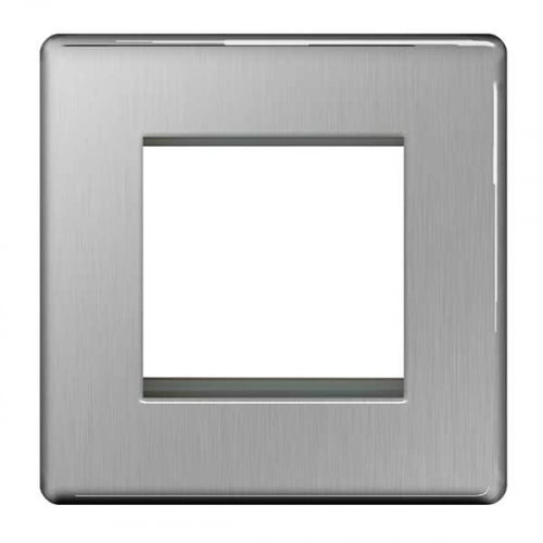 BG FBSEMS2-01 1 Gang 2 Module Euro Plate Brushed Steel