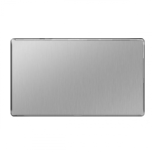 BG FBS95 2 Gang Blank Plate Brushed Steel