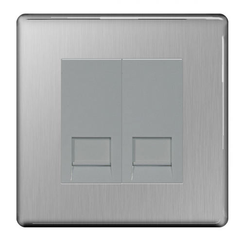 BG FBSBTM2-01 2 Gang Master Telephone Socket Brushed Steel