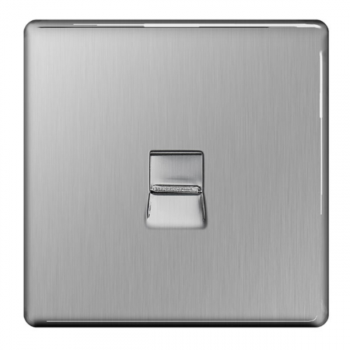 BG FBSBTS1-01 1 Gang Slave Telephone Socket Brushed Steel