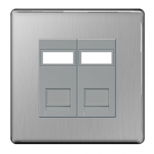 BG FBSRJ452-01 2 Gang RJ45 Data Socket Brushed Steel