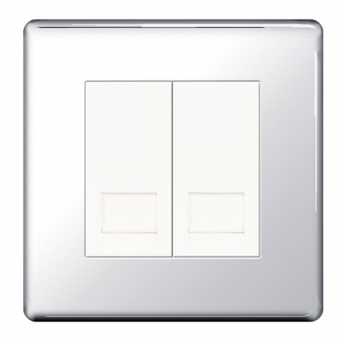 BG FPCBTS2-01 2 Gang Slave Telephone Socket Polished Chrome