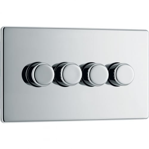 BG FPC84-01 4 Gang 2 Way 200w Dimmer Polished Chrome