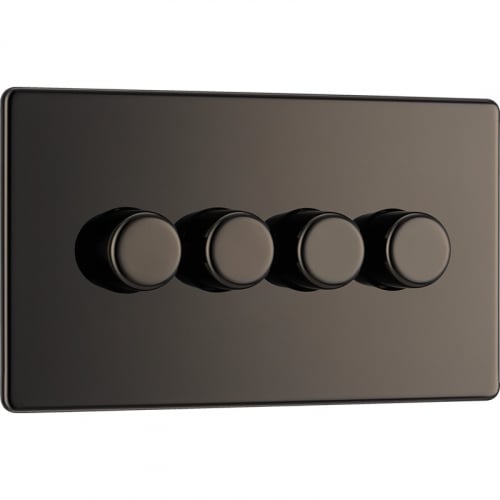 BG FBN84-01 4 Gang 2 Way 200w Dimmer Black Nickel
