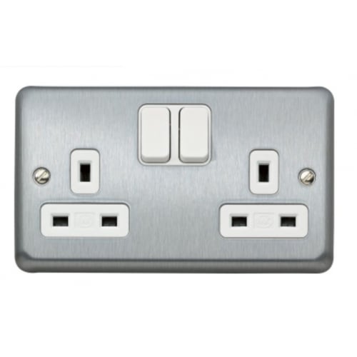 MK K2948BRC 2 Gang 13 Amp DP Switch Socket Brushed Chrome