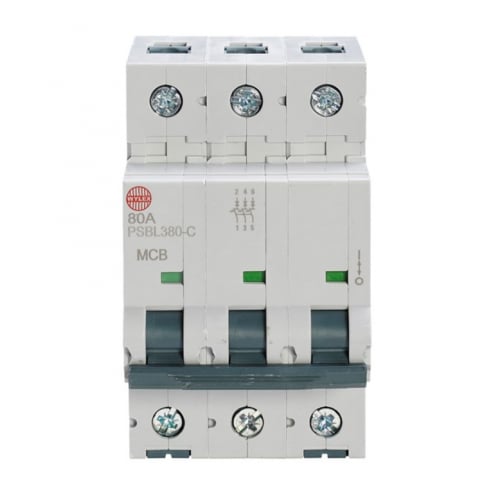Wylex PSBL380-C 80 Amp Type C 10kA Triple Pole MCB