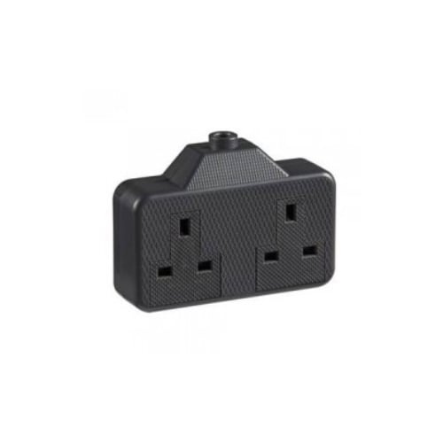 CED TS2RB 13amp 2 gang Black Rubber Trailing Socket
