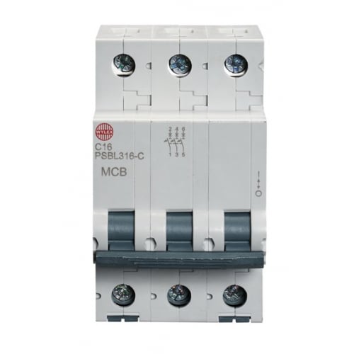 Wylex PSBL316-C 16 Amp Type C 10kA Triple Pole MCB