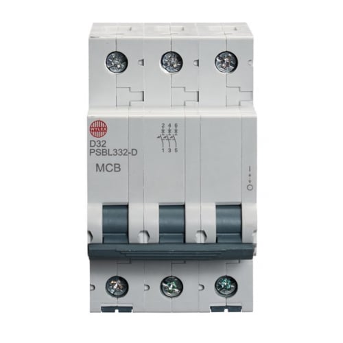 Wylex PSBL332-D 32 Amp Type D 10kA Triple Pole MCB