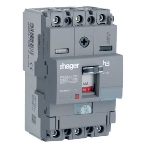 Hager HDA063U 63a TP 18ka MCCB
