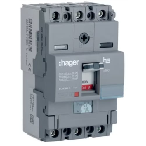 Hager HDA080U 80a TP 18ka MCCB