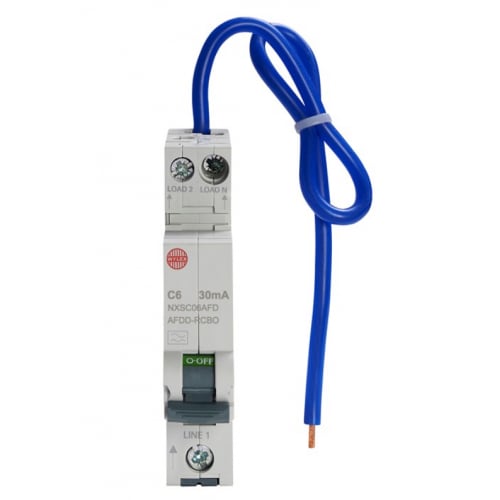 Wylex NXSC06AFD 6a C Type 30ma 1P+N RCBO/AFDD Single Module Arc Fault Device