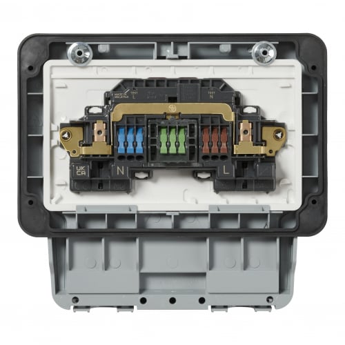 MK K56482STGRY Masterseal Plus Rapidfix 2 Gang 13 Amp IP66 Switched Outdoor Socket