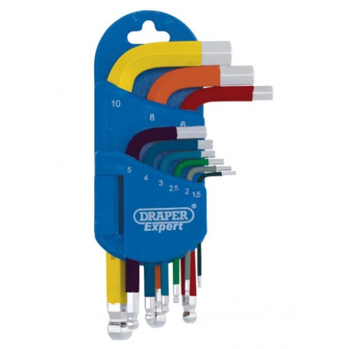 Draper 04912 Ball End Hex Key Set 9 Piece Colour Coded