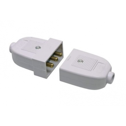 CED WFC103W 10amp 3pin White Inline 2 part Rubber Flex Connector