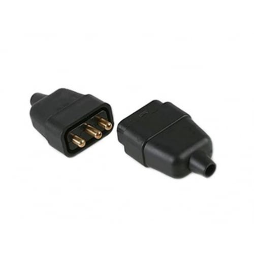 CED WFC103B 10amp 3pin Black Inline 2 part Rubber Flex Connector