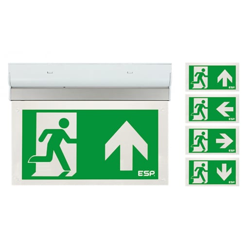ESP D130SAWH 3watt LED Surface Selftest Emergency Exit + Legends