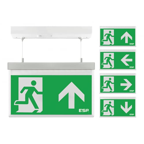 ESP D330SAWH 3watt LED Hanging Exit Selftest+Legends