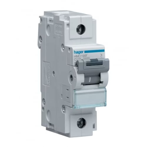 Hager HMD199T 125a 15kA Single Pole Type D MCB