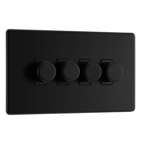 BG FFB84-01 4 Gang 2 Way 200w Dimmer Matt Black