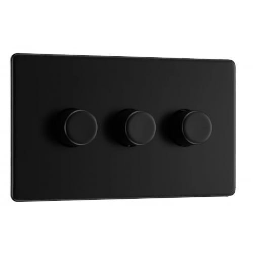 BG FFB83-01 3 Gang 2 Way 200w Dimmer Matt Black