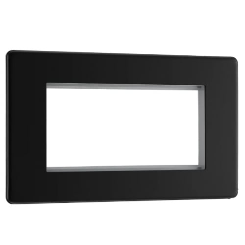 BG FFBEMR4-01 2 Gang 4 Module Euro Plate Matt Black