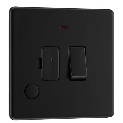 BG FFB53-01 13a DP Switched Spur+Neon+Flex Outlet Matt Black