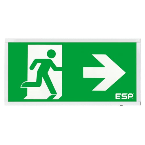 ESP D120SRWH 3w LED Switchable Selftest Exit Box with Arrow Right Legend