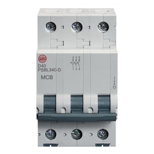 Wylex PSBL340-D 40 Amp Type D 10kA Triple Pole MCB