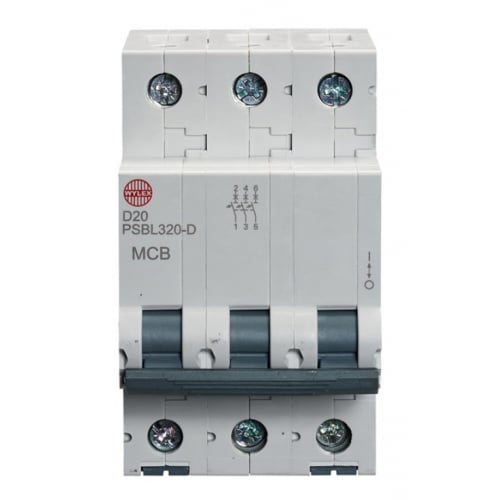 Wylex PSBL320-D 20 Amp Type D 10kA Triple Pole MCB