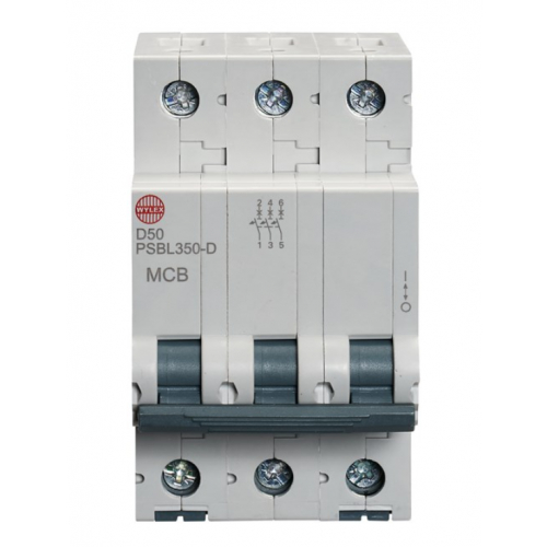 Wylex PSBL350-D 50 Amp Type D 10kA Triple Pole MCB