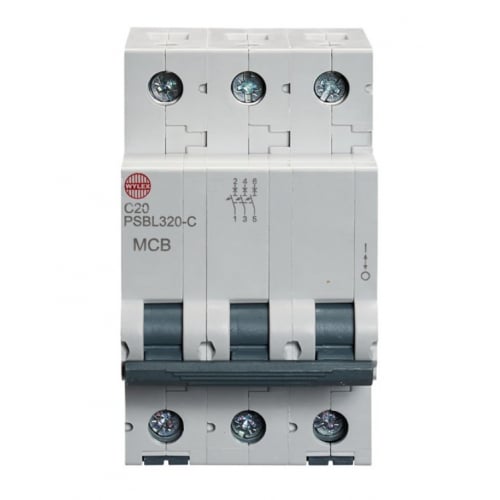 Wylex PSBL320-C 20 Amp Type C 10kA Triple Pole MCB