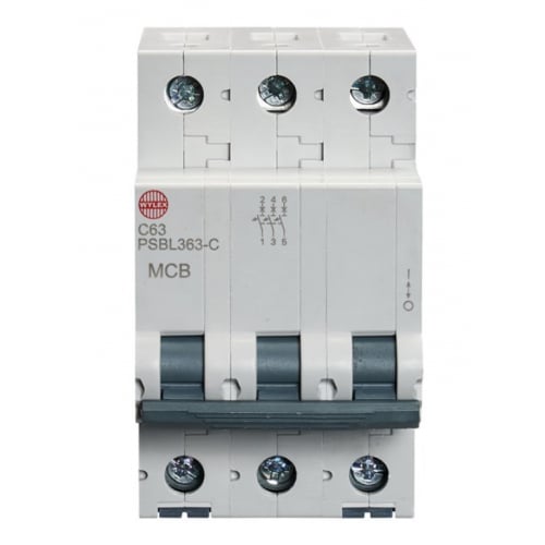 Wylex PSBL363-C 63 Amp Type C 10kA Triple Pole MCB
