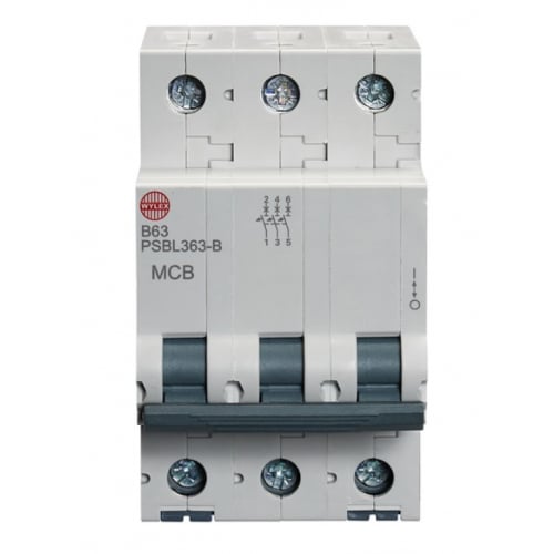 Wylex PSBL363-B 63 Amp Type B 10kA Triple Pole MCB