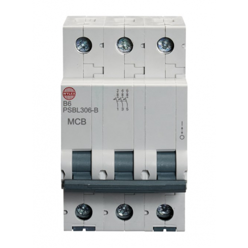 Wylex PSBL306-B 6 Amp Type B 10kA Triple Pole MCB