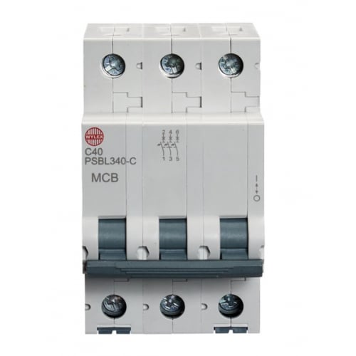 Wylex PSBL340-C 40 Amp Type C 10kA Triple Pole MCB