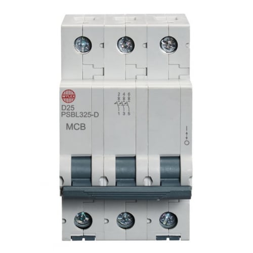 Wylex PSBL325-D 25 Amp Type D 10kA Triple Pole MCB
