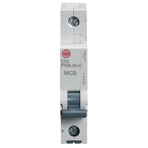 Wylex PSBL50-C 50 Amp Type C 10kA Single Pole MCB