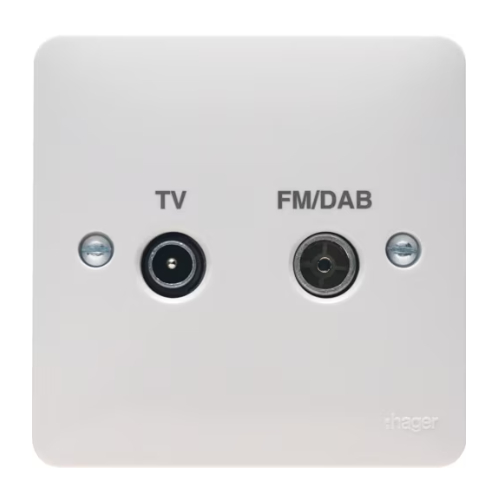 Hager WMDX Double TV & FM/DAB Co-ax Socket