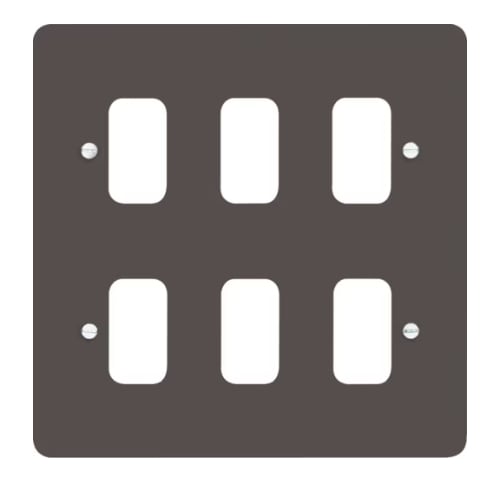 Hager WMGP6G 6 Gang Grid Plate Grey