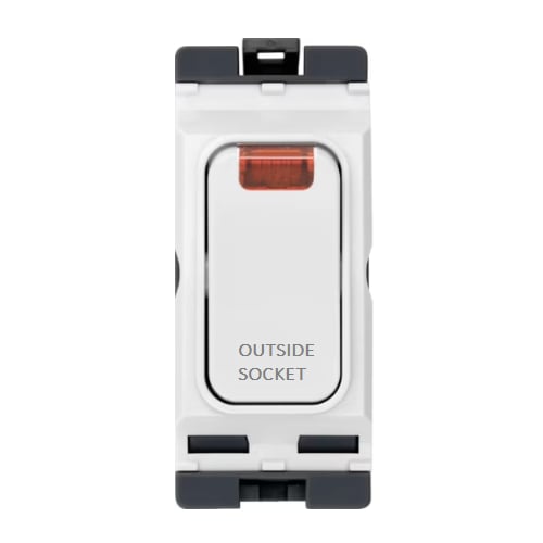 Hager WMGSDP2N/OS 20a DP Grid Switch + Neon *Outside Socket*