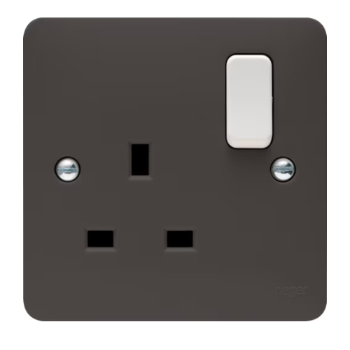 Hager WMSS81G 13a 1 Gang DP Switched Socket Grey