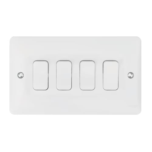 Hager WMPS42 10a 4 Gang 2 Way Switch
