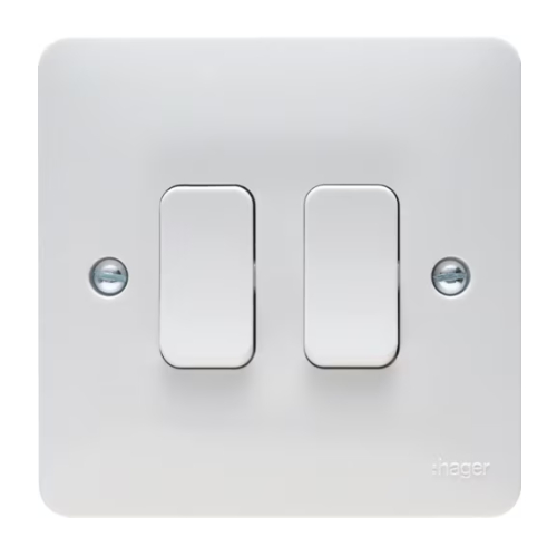 Hager WMPS22 10a 2 Gang 2 Way Switch