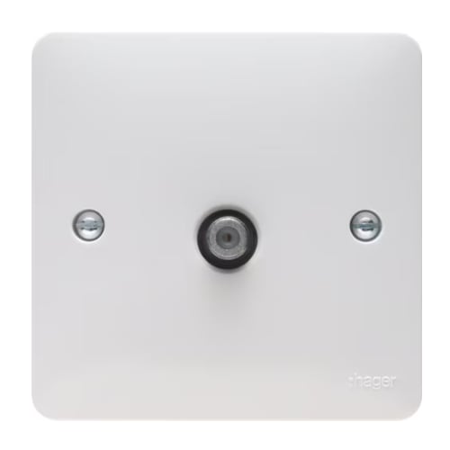 Hager WMSAT Single F Type Satellite Socket Screened