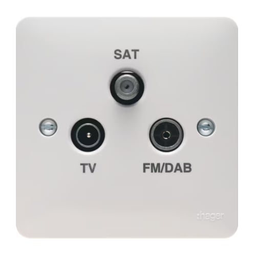 Hager WMTX Triplexer TV, FM/DAB and Satellite Socket